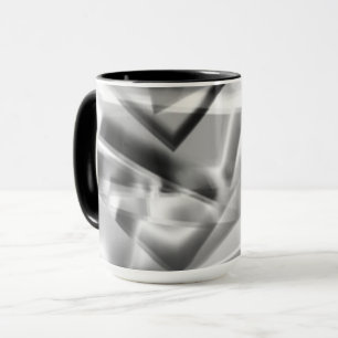 Ecke mit quadratischen Acrylteilen, grau bis weiß Tasse