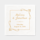 Ecke Wirbel Quadrat Rahmen Hochzeitsfeier Servietten Mit Folie (Vorderseite)