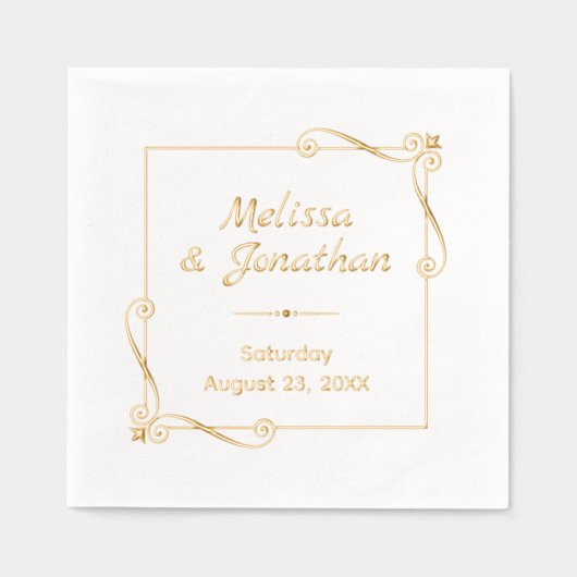 Ecke Wirbel Quadrat Rahmen Hochzeitsfeier Servietten Mit Folie (Vorderseite)