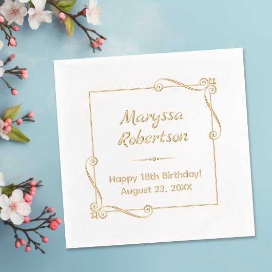 Ecke Wirbel Square Rahmen Geburtstag Servietten Mit Folie