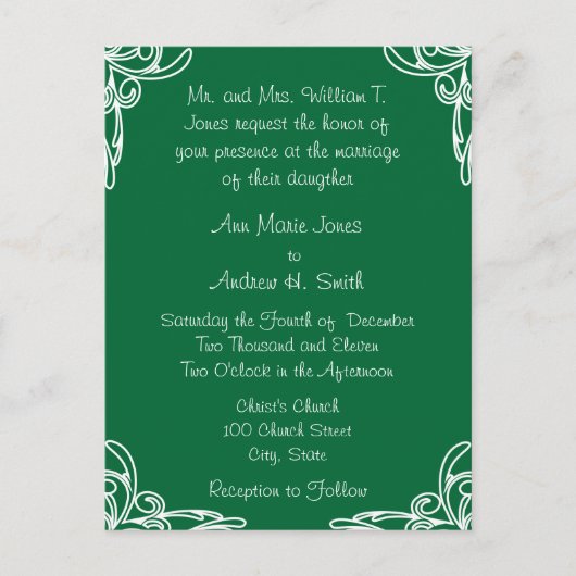 Ecken auf dem Grün der Meere wirbeln Einladungspostkarte (Vorderseite)