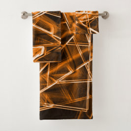 Ecken und Orangenpunkte auf Neon Badhandtuch Set