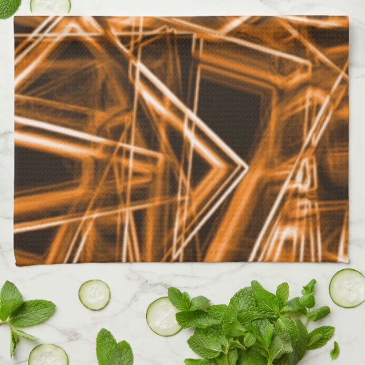 Ecken und Orangenpunkte auf Neon Geschirrtuch (Gefaltet)