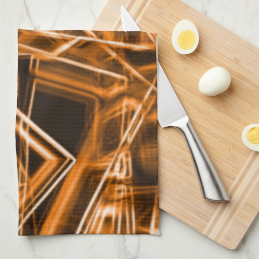 Ecken und Orangenpunkte auf Neon Geschirrtuch (Viertel Falte)