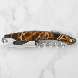 Ecken und Orangenpunkte auf Neon Kellnermesser