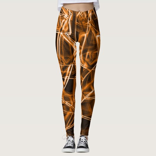 Ecken und Orangenpunkte auf Neon Leggings (Vorderseite)