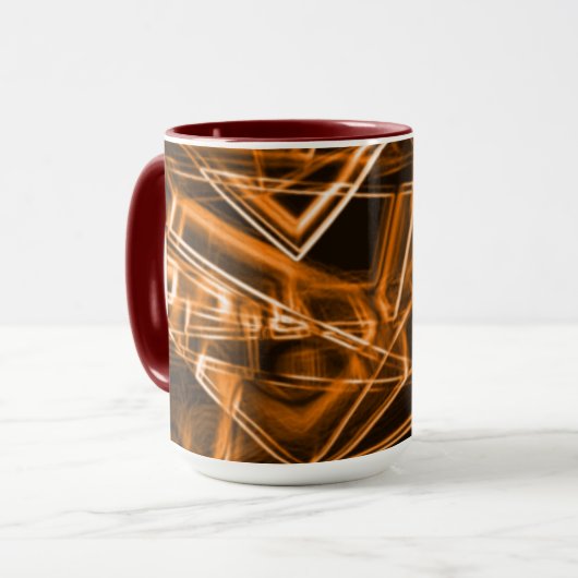 Ecken und Orangenpunkte auf Neon Tasse (Vorderseite Links)