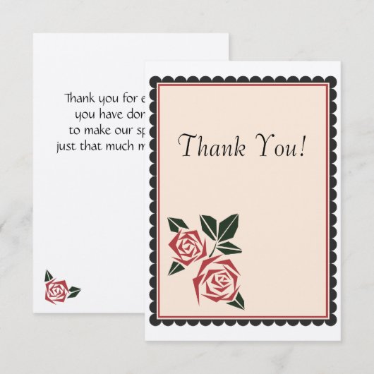 Eckige Rosen Dankeskarte (Vorne/Hinten)