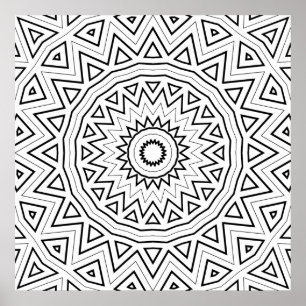Eckiges Dreiecks-Burst-Mandala-Muster-Kunstseite Poster
