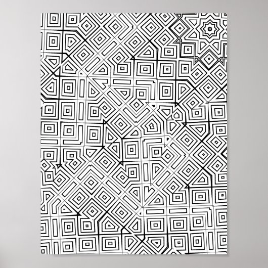 Eckiges Labyrinth-Gitter-Färbungsseiten-Musterdesi Poster (Vorne)