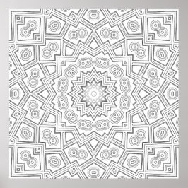 Eckiges Sternen-Mandala-Muster Farbgebende Kunst Poster