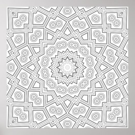 Eckiges Sternen-Mandala-Muster Farbgebende Kunst Poster (Vorne)