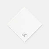 Eckiges weißes und schwarzes Hochzeitsmonogramm Serviette (Ecke)