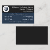 Eckmonogramm-Blau-Visitenkarten Visitenkarte (Vorne/Hinten)