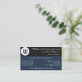 Eckmonogramm-Blau-Visitenkarten Visitenkarte (Stehend Vorderseite)