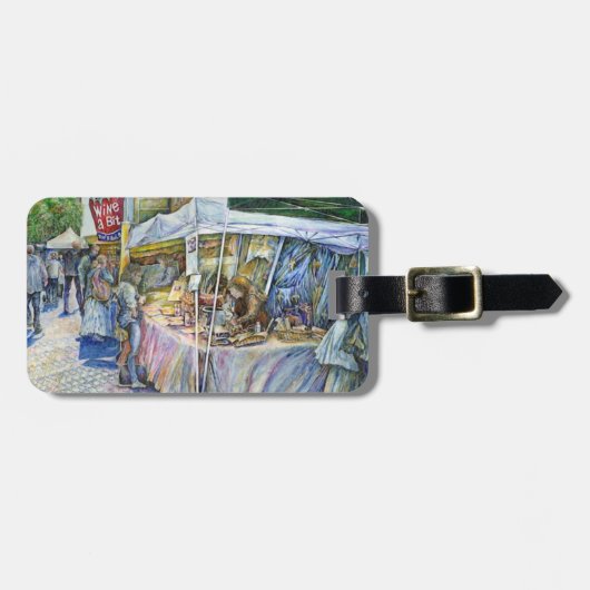 Eckpfeiler der Gepäckmarke "Flying Pig and Wine Al Gepäckanhänger (Vorderseite horizontal)