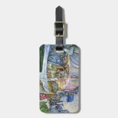 Eckpfeiler der Gepäckmarke "Flying Pig and Wine Al Gepäckanhänger (Vorderseite vertikal)