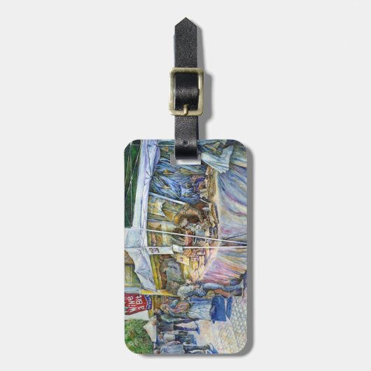 Eckpfeiler der Gepäckmarke "Flying Pig and Wine Al Gepäckanhänger (Vorderseite vertikal)