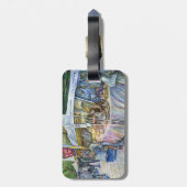 Eckpfeiler der Gepäckmarke "Flying Pig and Wine Al Gepäckanhänger (Rückseite vertikal)