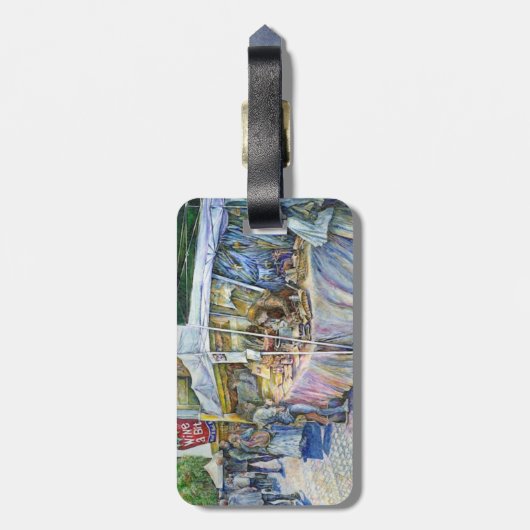 Eckpfeiler der Gepäckmarke "Flying Pig and Wine Al Gepäckanhänger (Rückseite vertikal)