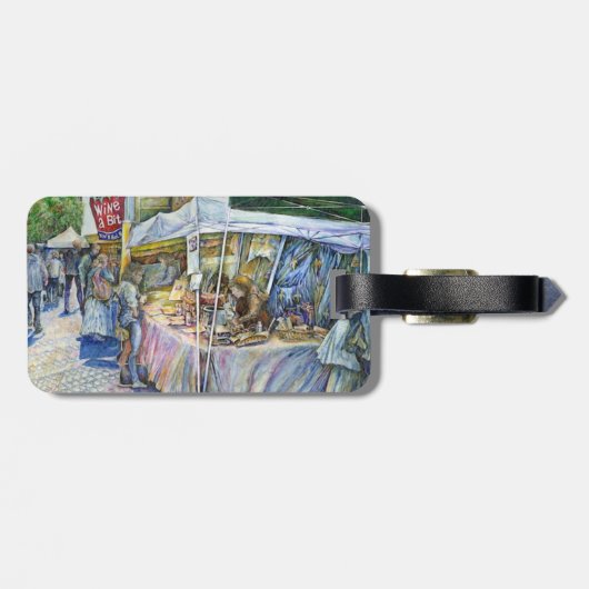 Eckpfeiler der Gepäckmarke "Flying Pig and Wine Al Gepäckanhänger (Rückseite horizontal)