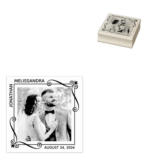 Eckpunkt Wirbel Rahmen Hochzeitszitz Foto Gummistempel (Stempel)