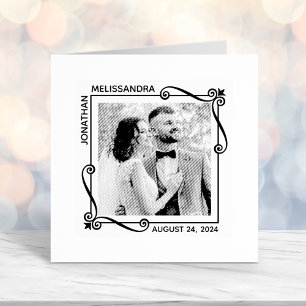 Eckpunkt Wirbel Rahmen Hochzeitszitz Foto Permastempel