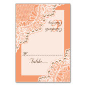 Eckspitze mit Perlen Korallenhochzeit Platzkarte Tischnummer (Vorderseite)