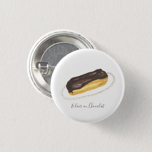Éclair au Chocolat Wasserfarbe Button (Vorne & Hinten)