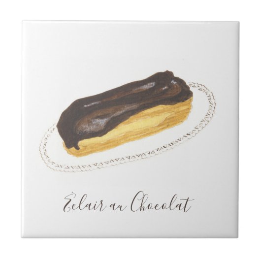Éclair au Chocolat Wasserfarbe Fliese (Vorderseite)