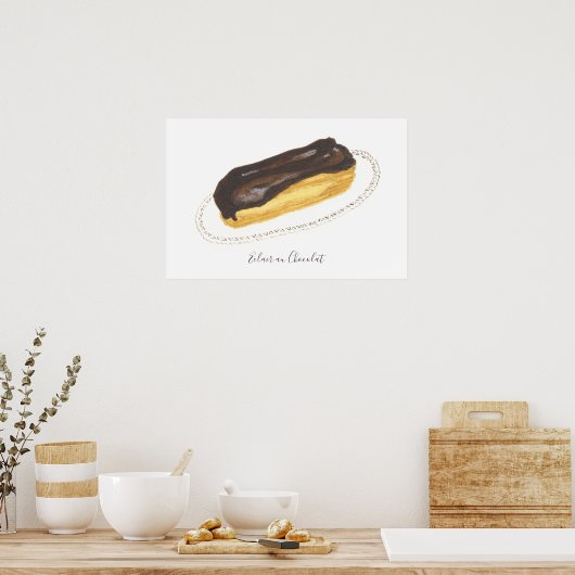 Éclair au Chocolat Wasserfarbe Poster (Küche)