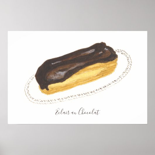 Éclair au Chocolat Wasserfarbe Poster (Vorne)