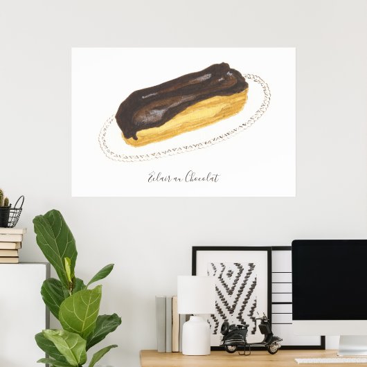 Éclair au Chocolat Wasserfarbe Poster (Heimbüro)