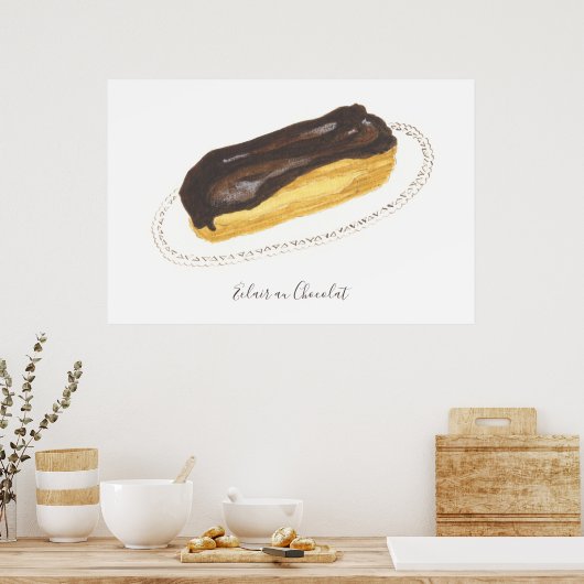 Éclair au Chocolat Wasserfarbe Poster (Küche)