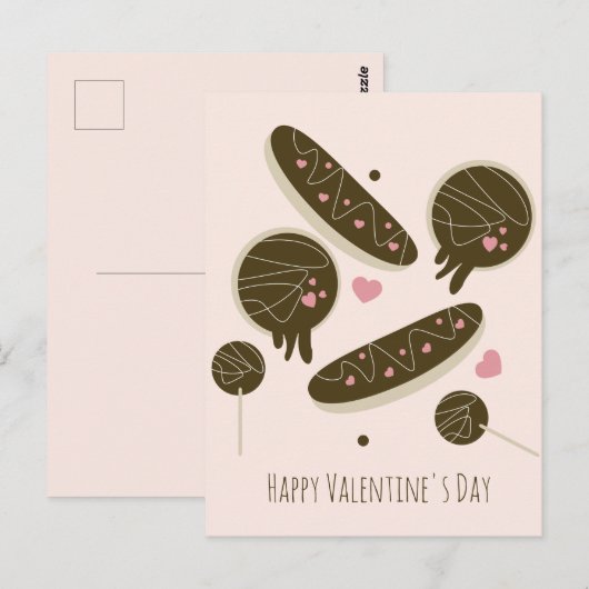 Eclair Donuts Cake Pops Valentinstag Postkarte (Vorne/Hinten)