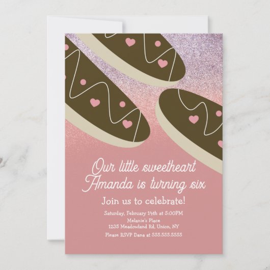 Eclair Donuts Imitate Glitzer Valentinstag Einladung (Vorderseite)