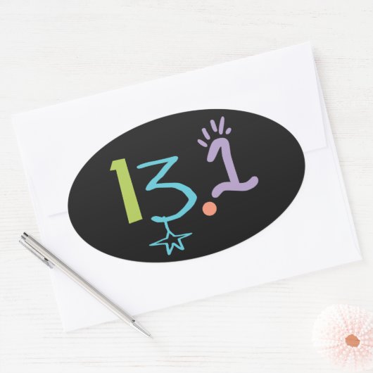 Eclectic 13,1 Half-Marathon-Aufkleber Ovaler Aufkleber (Umschlag)