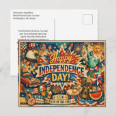 Eclectic Americana Independence Day Feiertagspostkarte (Vorne/Hinten)