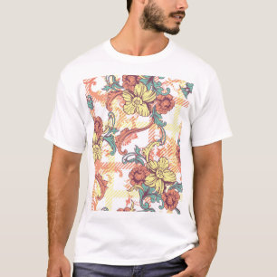 Eclectic Baroque Stoff Kariertes Muster T-Shirt