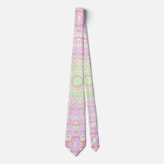 Eclectic Boho Groovy Trippy Hippie Pastel Mandala Krawatte (Vorderseite)