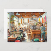 Eclectic Café Al Porto Tasse San Diego Postkarte (Vorne/Hinten)