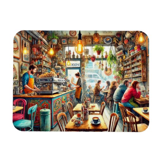 Eclectic Café in Melbourne Tasse Magnet (Horizontal)