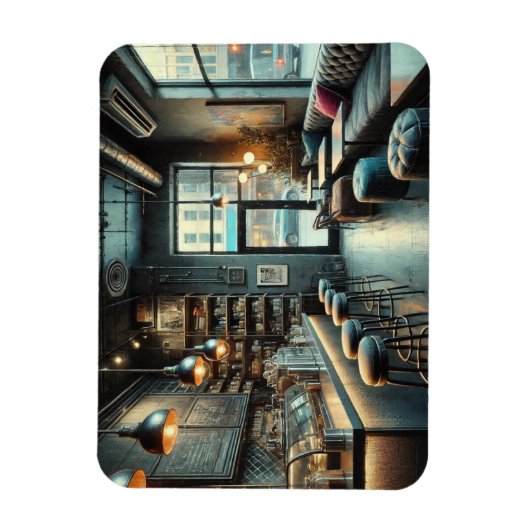 Eclectic Café Rainy Seattle Magnet (Vertikal)