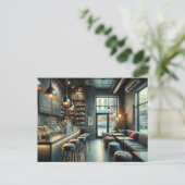 Eclectic Café Rainy Seattle Postkarte (Stehend Vorderseite)