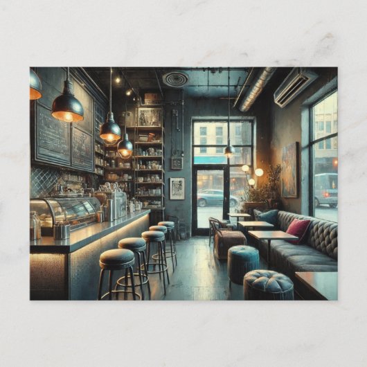 Eclectic Café Rainy Seattle Postkarte (Vorderseite)