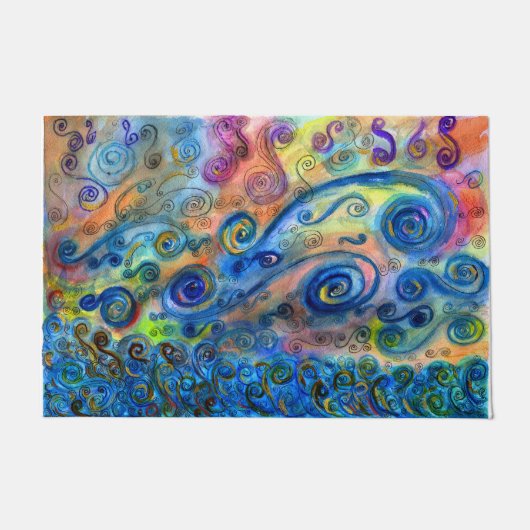 Eclectic Dos Mats - Blue Wind Art - Zuhause Gesche Fußmatte (Vorderseite)