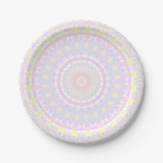 Eclectic Intricate Boho Colorful Pastel Mandala Pappteller (Vorderseite)