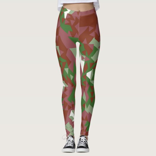 Eclectic Mod Retro Geometric Christmas Pattern Leggings (Vorderseite)