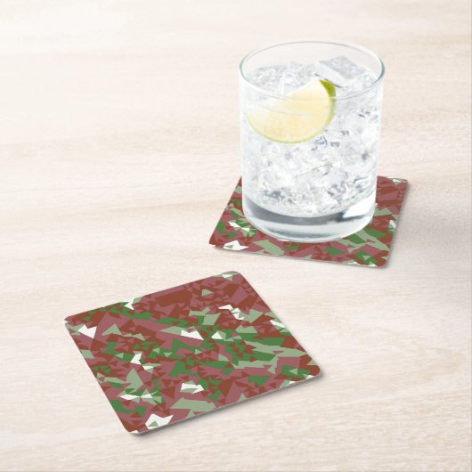 Eclectic Mod Retro Geometric Christmas Pattern Rechteckiger Pappuntersetzer (Vor Ort)