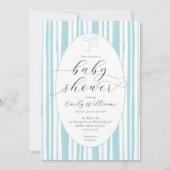 Eclectic Painted Stripes Blue Baby Dusche Einladung (Vorderseite)